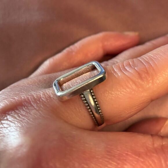The Big Rectangle Statement ring adjustable in 925 silver - Picture 6 of 8
